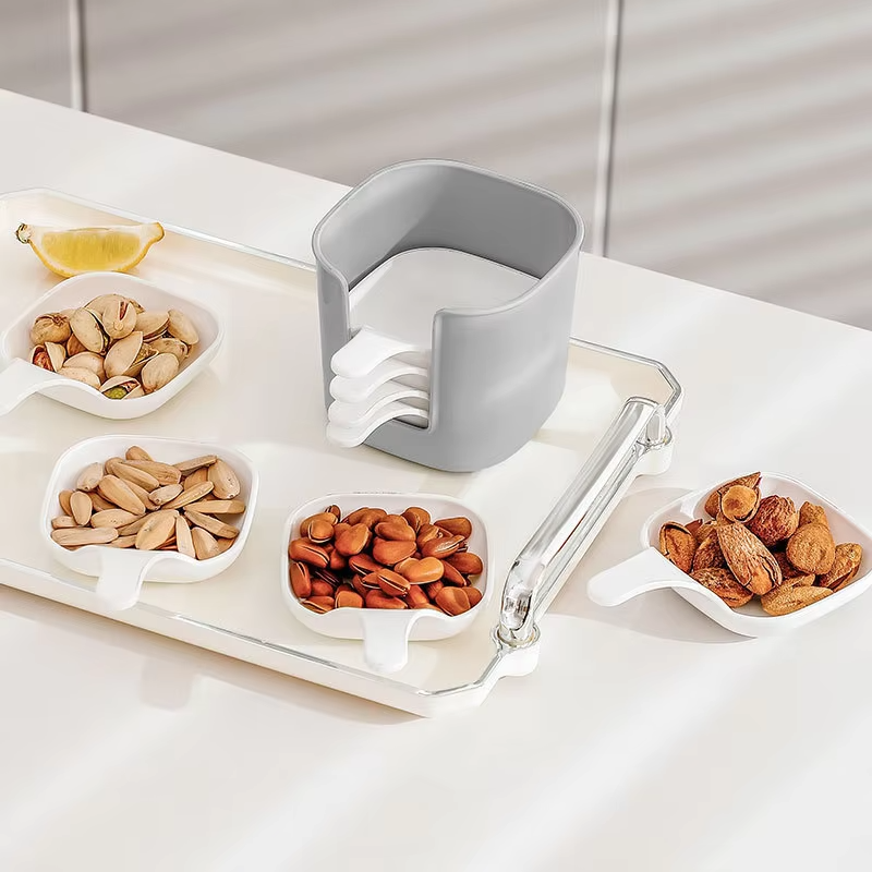 7Pcs Polished Plastic Sauce Dish Set Food Storage Container Steak Sauce Plate Seasoning Dish3757115