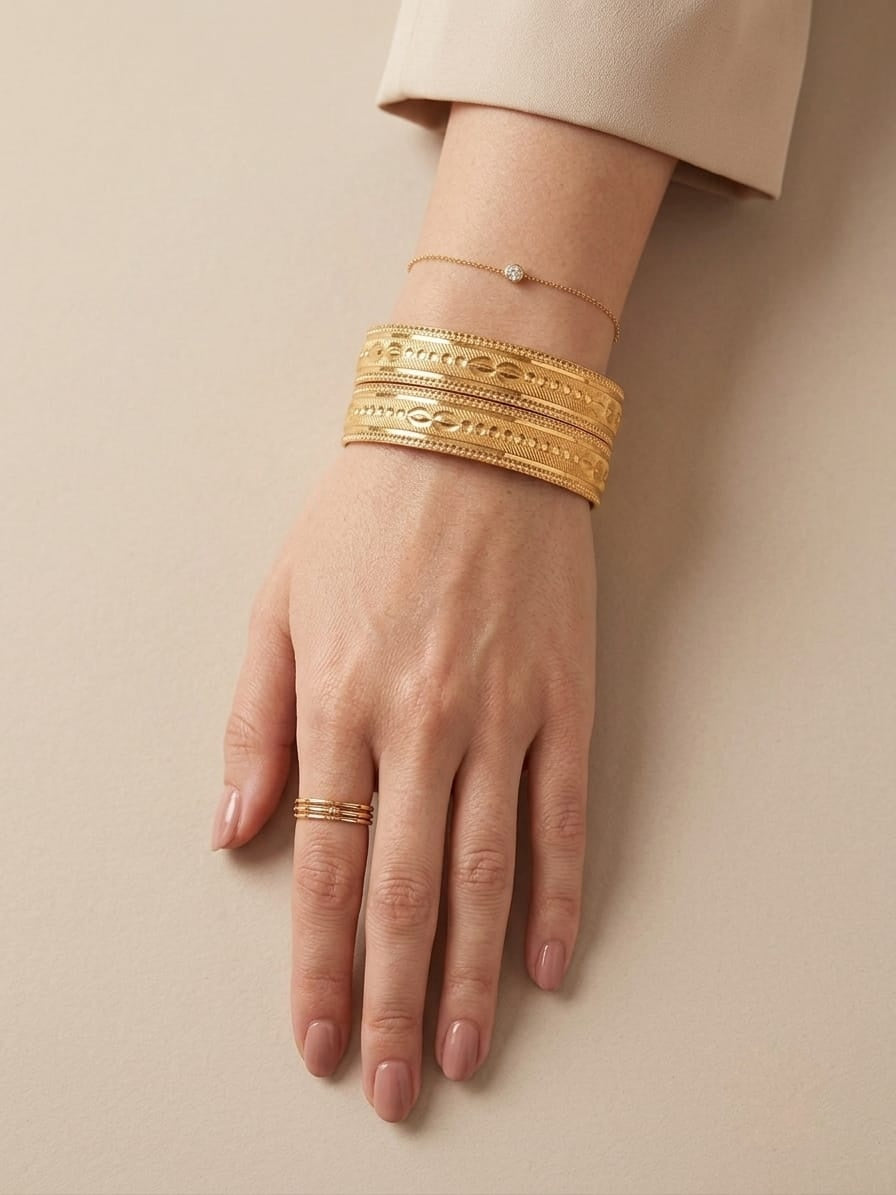 3763505 Royal Mughal Filigree Gold Plated Bangles, beautifully designed for women
