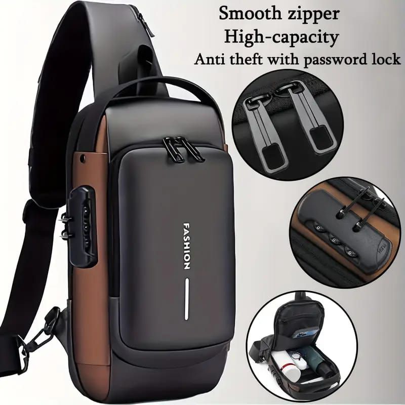 Anti-Theft Cross Body Bag With Password Lock Smooth Zippers And High-Capacity Storage For Secure Travel And Convenient Daily Use (Random Color)3764260