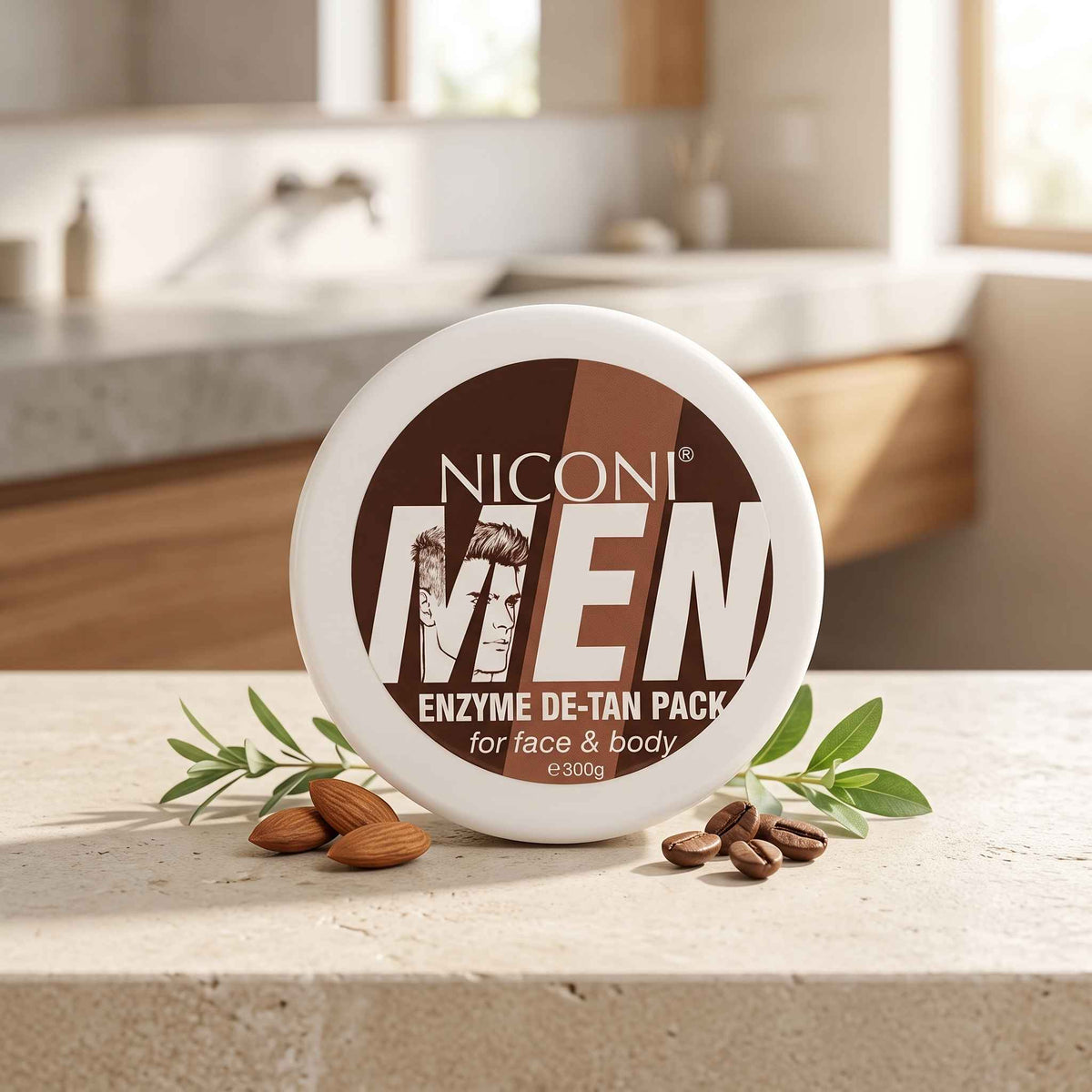 Niconi Men Enzyme De-Tan Pack 300g Formulated For Men's Skin With Papain Resveratrol And Beta-Glucan For Face And Body Use3764473