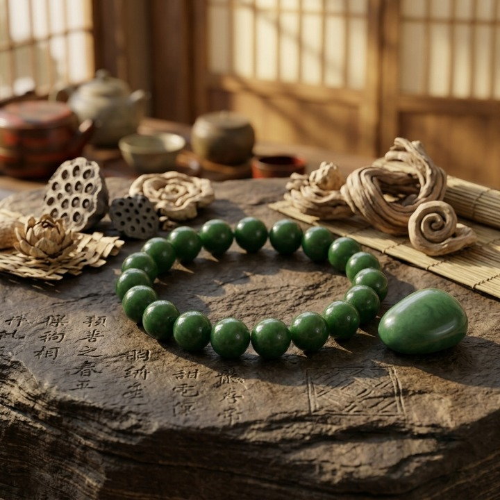 Green Aqeeq Stone Braclet - Natural Agate Crystal Gemstone Stretch Wrist Band3761575