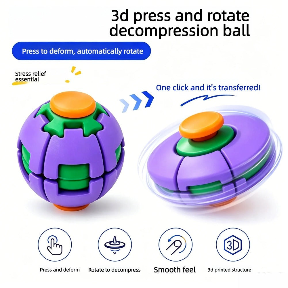 Rotatable 3D Printed Fidget Spinner Ball Push Pop Finger Gyro Sphere Hard Plastic Stress Relief Sensory Desk Toy (Random Color)3762390