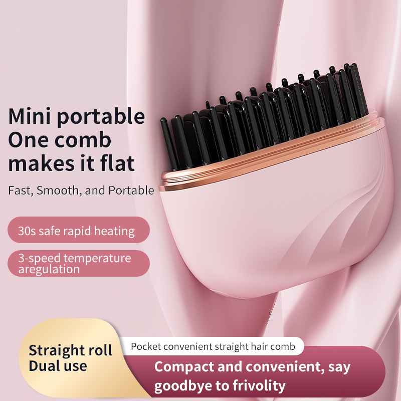 Mini Hair Straightener Comb, 2 in 1 Wireless Straightening Comb3765157