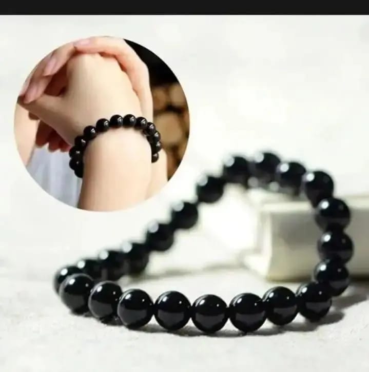 Black Pearl Beaded Bracelet For Men And Women - Stylish Unisex Accessory Crafted With Alloy And Decorative Beads In A Free Size Design3761945