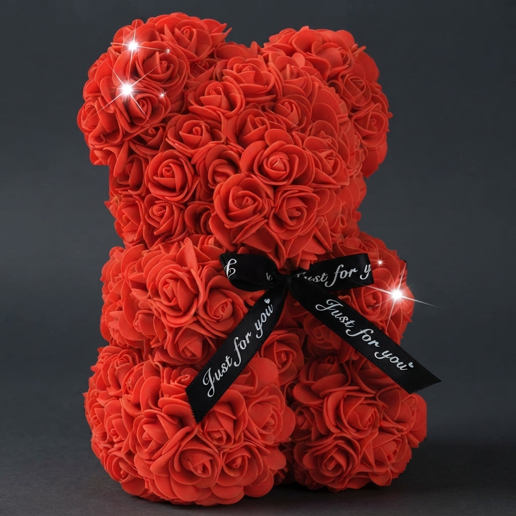 Lovely Rose Teddy Bear Artificial Flower Cute Animal Figurine Romantic Gift For Anniversary and Birthday. 3767048