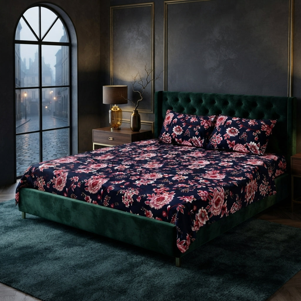 3D Crystal Cotton 3 Piece Bedsheet Set Premium Fabric Lifetime Guarantee Includes Bedsheet And Pipping Pillow Covers AY0010021. b3764830