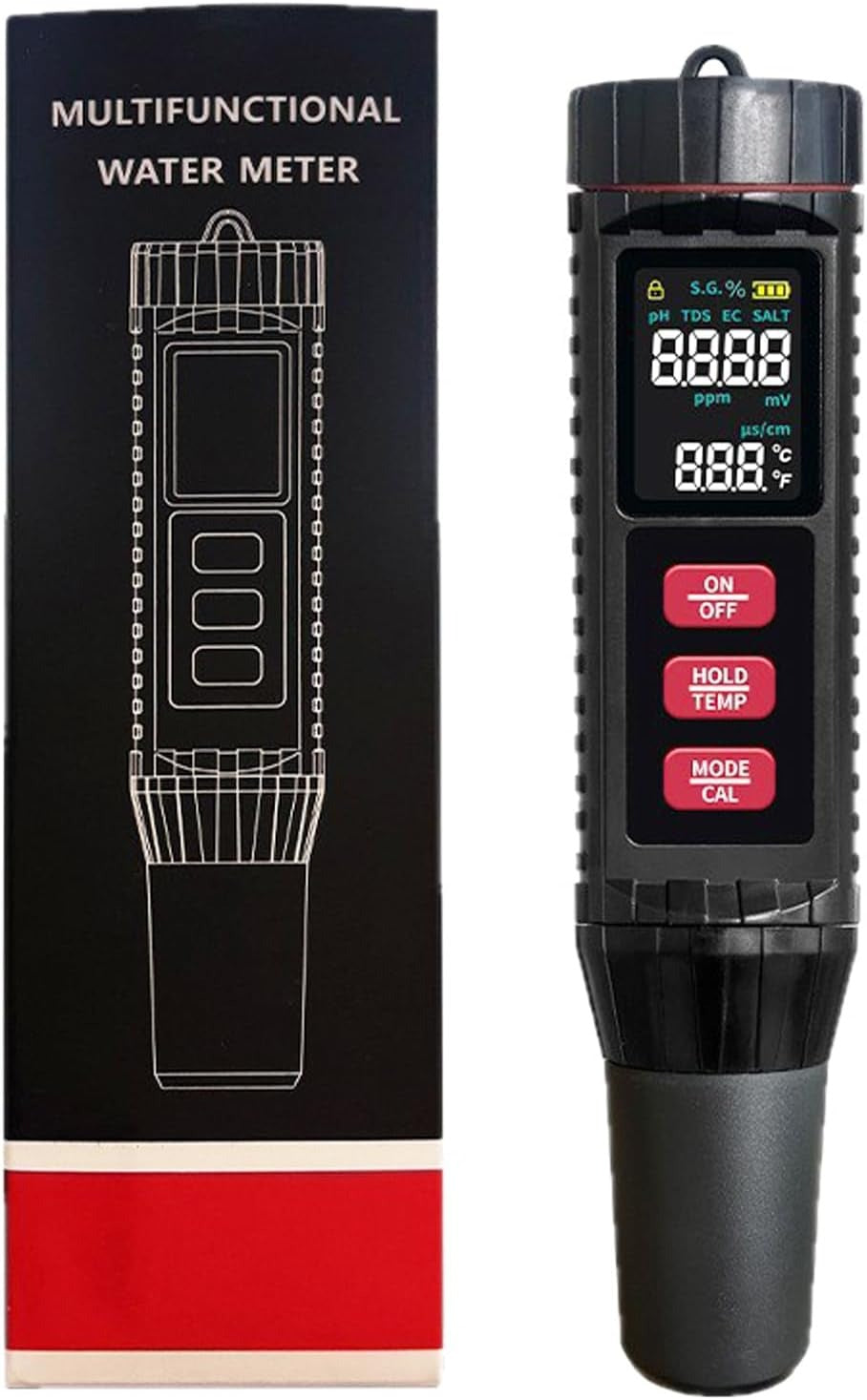 7 in 1 Water Quality Tester Meter Pen Diaital LCD PH / TDS / EC / ORP / TEMP / SG / Salinity Test Testing3764551