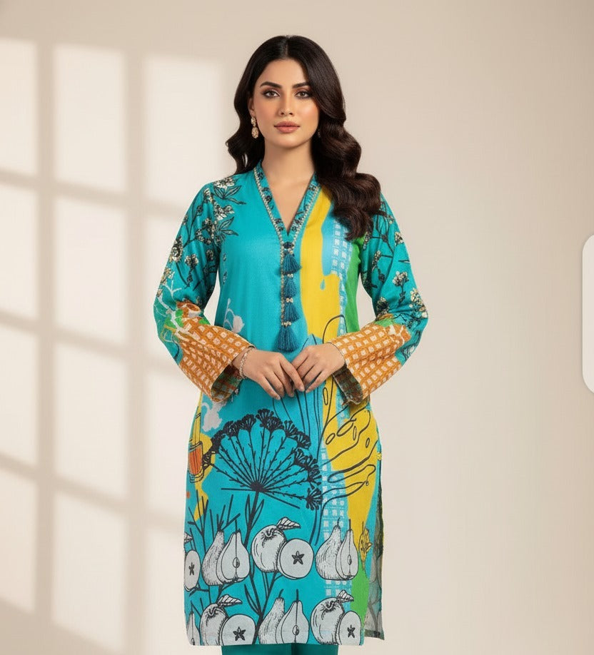 1 Piece Unstitched Digital Swiss Lawn Shirt For Girls & Women 2.5 Yard Shirt Cutting. 3762385