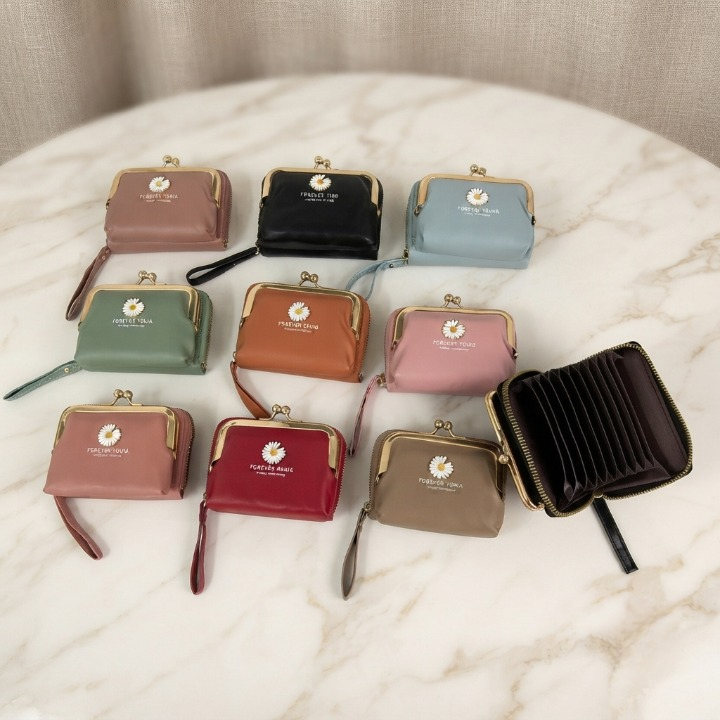 Premium Women’s Mini Wallet – Luxury Ladies Card Holder with 12 Card Slots, Coin Pocket, Cash Compartment, Secure Zip Closure & Wrist Strap 3758077 3758076 3758075 3758074 3758073