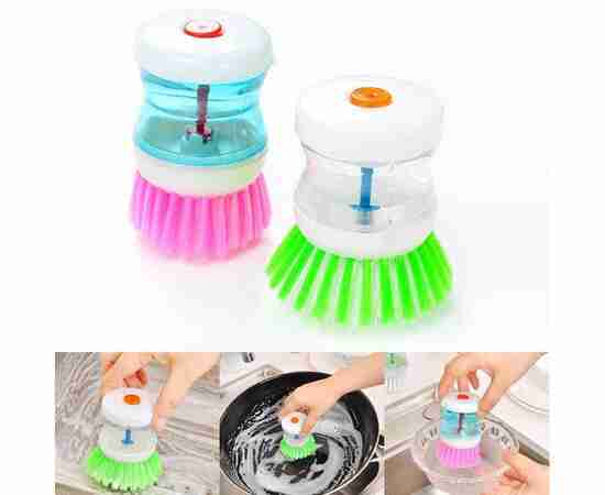 Self Dispensing Cleaning Brush Dish Brush Liquid Soap Plastic Dish Cleaning Brush Home Cleaning Laundry Products Kitchenwar(Random color)766499