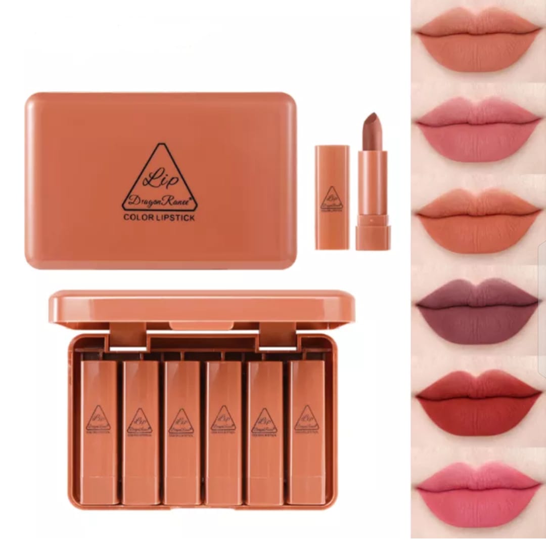 6PCS Matte Brown Velvet Lipstick Mini Nude Makeup Lip Kit Set – Long Lasting Velvet Matte Lipsticks3760868