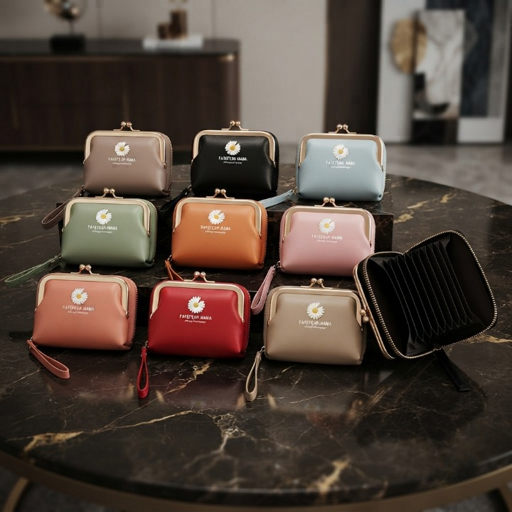 Premium Women’s Mini Wallet – Luxury Ladies Card Holder with 12 Card Slots, Coin Pocket, Cash Compartment, Secure Zip Closure & Wrist Strap 3758077 3758076 3758075 3758074 3758073