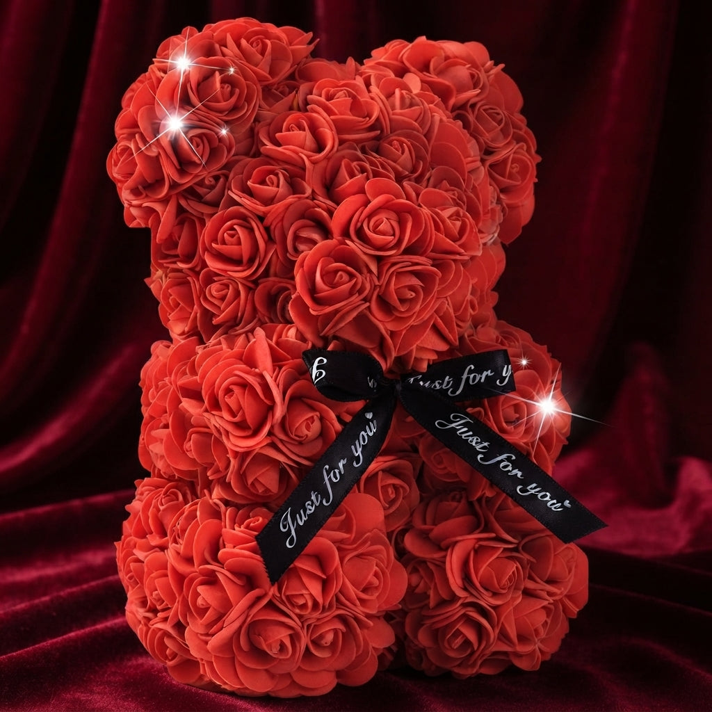 Lovely Rose Teddy Bear Artificial Flower Cute Animal Figurine Romantic Gift For Anniversary and Birthday. 3767048