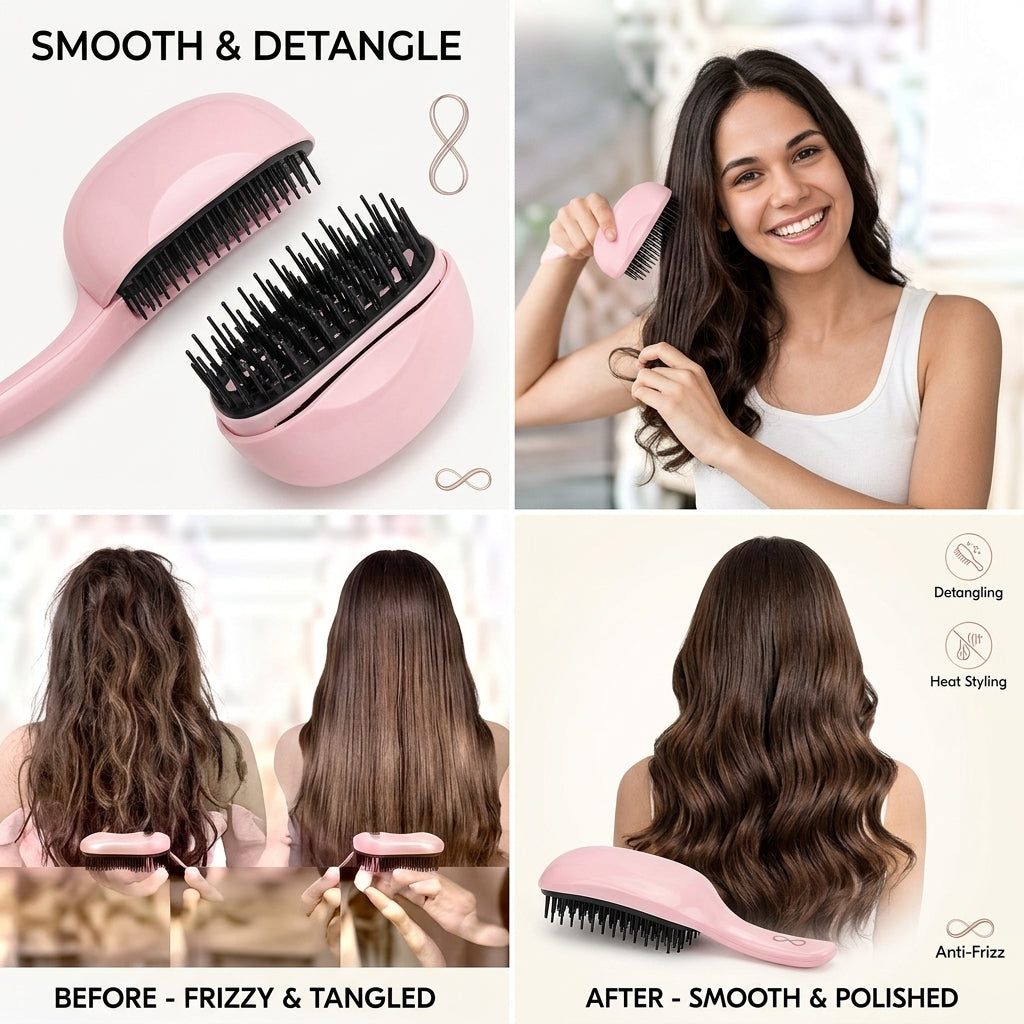 Mini Hair Straightener Comb, 2 in 1 Wireless Straightening Comb3765157