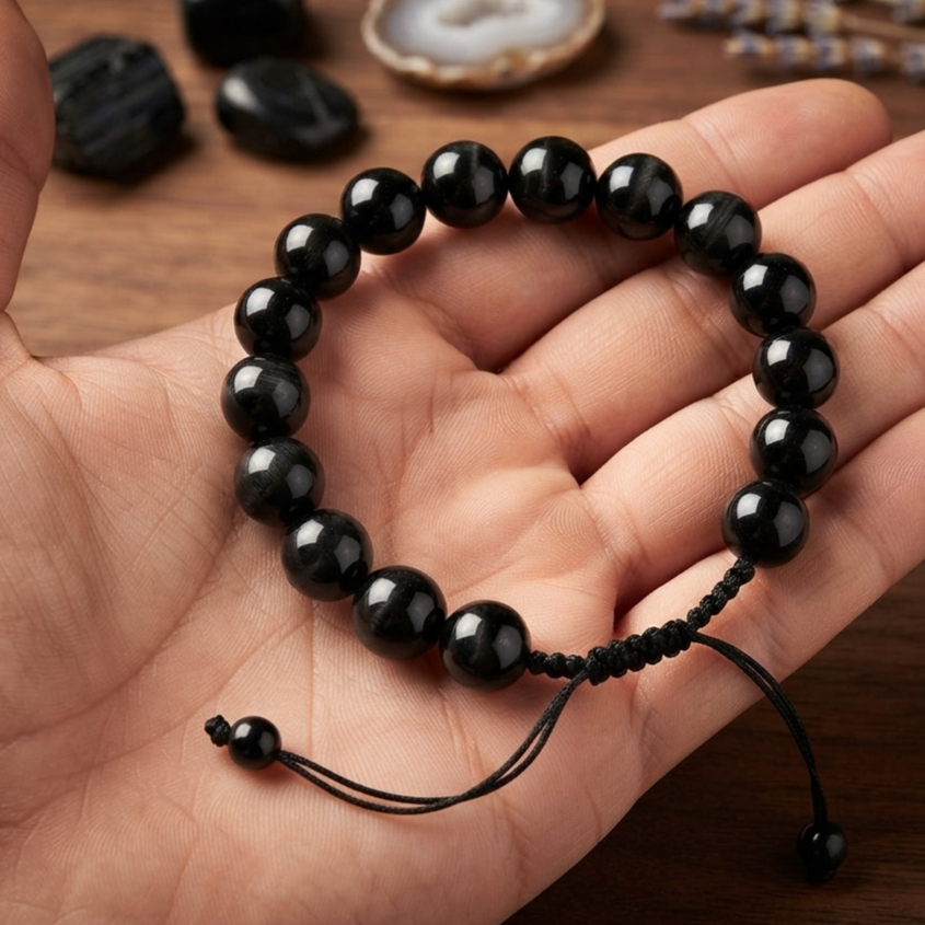 Natural Black Aqeeq Stone Bracelet - Genuine Onyx Gemstone Beaded Wristband Elegant Handcrafted Jewelry For Men And Women Fashion Accessory3761772