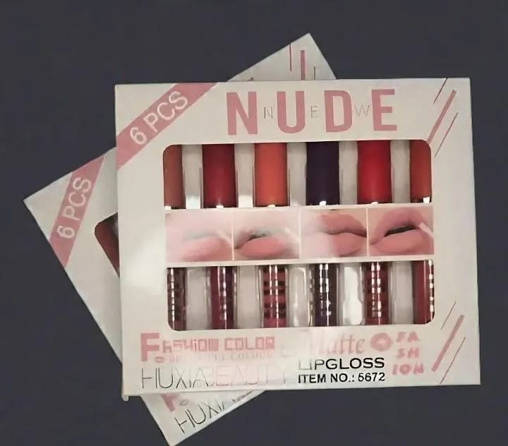 6 Pcs Nude & Red Matte Lip Gloss Set | High Pigmented Long Lasting Liquid Lipstick Collection. 3763366
