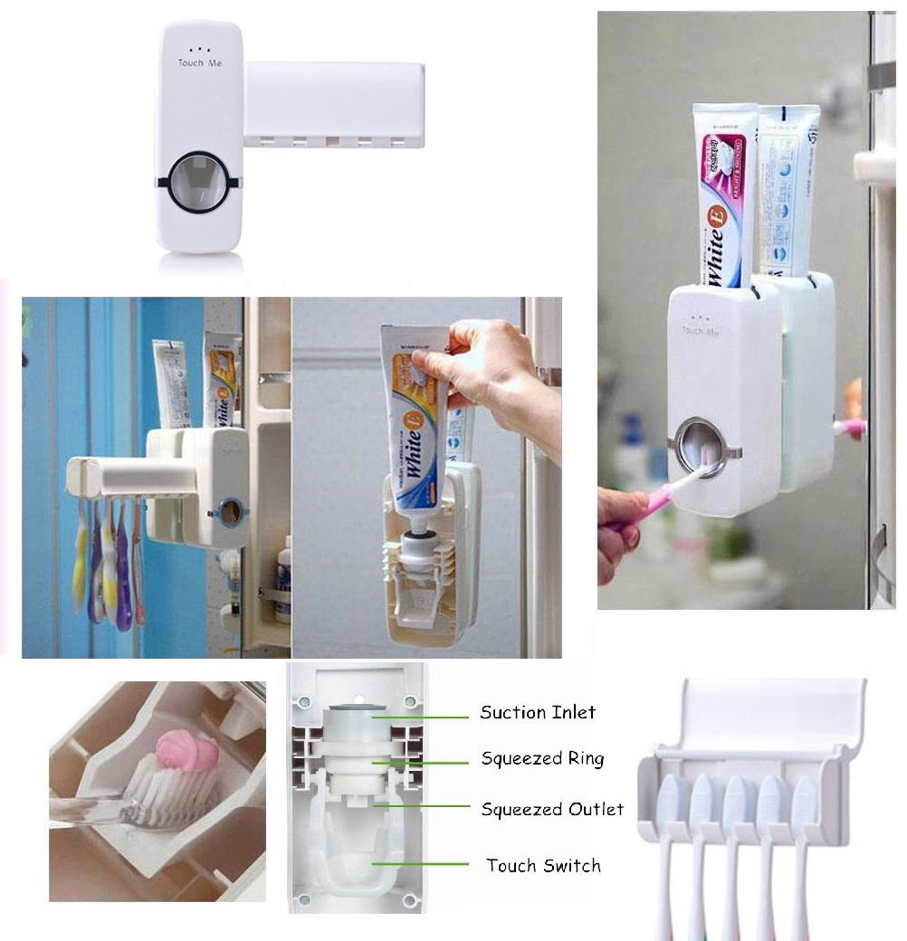 Automatic Toothpaste Dispenser With Toothbrush Holder Wall Mounted Durable Hygienic And Convenient Bathroom Accessory3760681