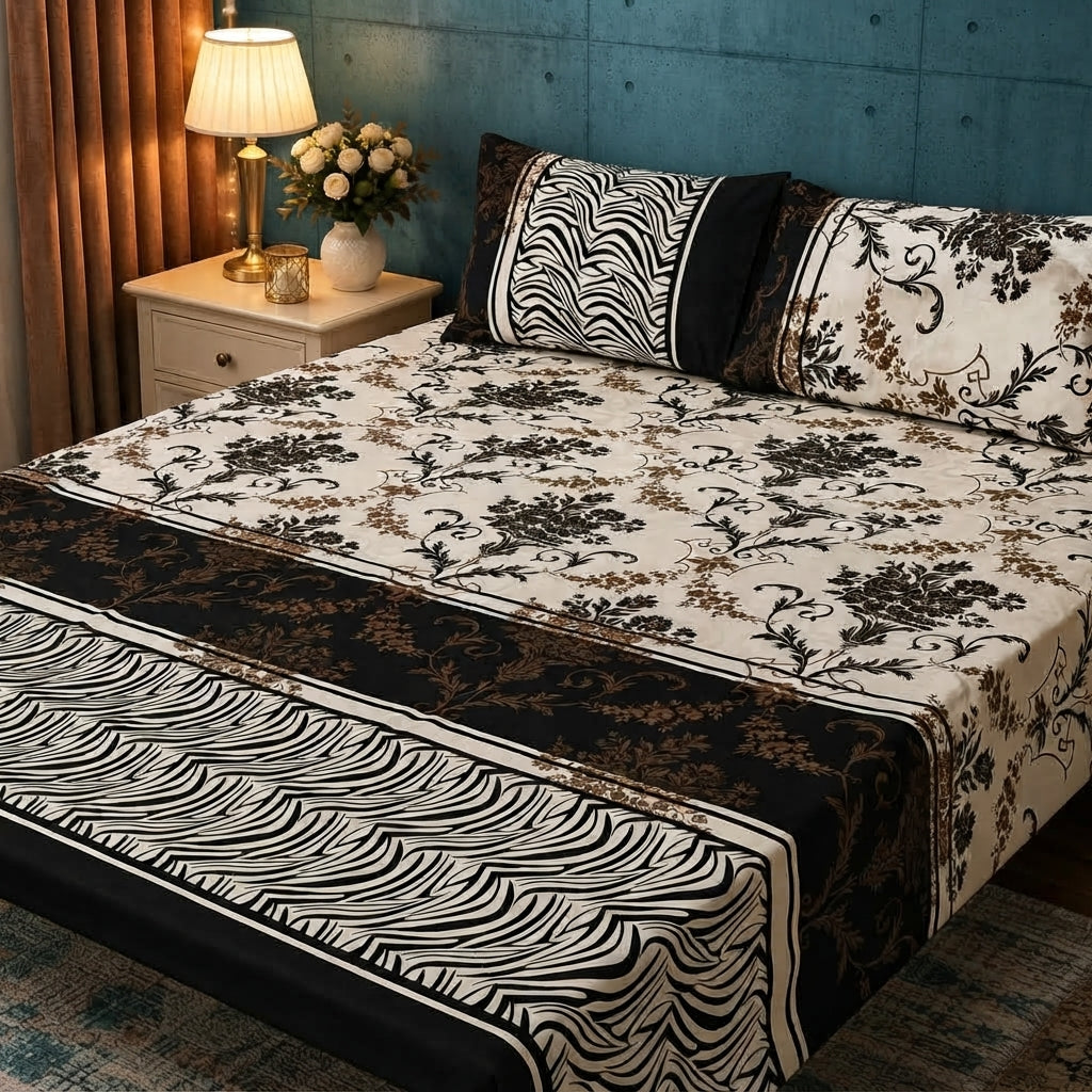 3D Crystal Cotton 3 Piece Bedsheet Set - Home Textile Product Designed (AY0010024)3764833