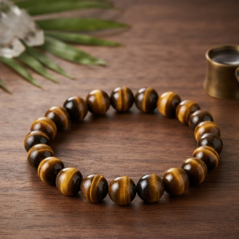 Natural Tiger Eye Stone Bracelet - Genuine Gemstone Beaded Wristband Healing Crystal Jewelry For Men And Women Fashion Accessory3761769