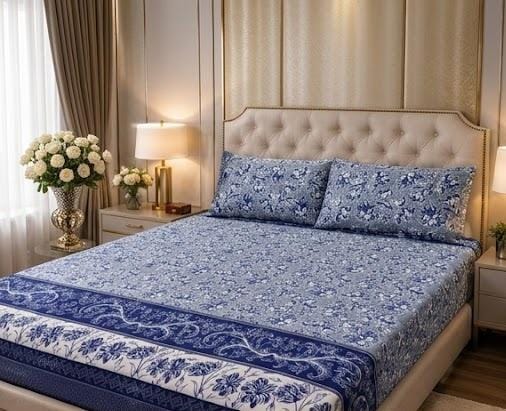 3D Crystal Cotton 3-piece Bedsheet Set AY0010033 3764980