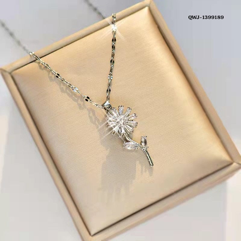Flower Rotation Pendant Necklace – Golden | Premium China Quality | QWJ-189                  3761476