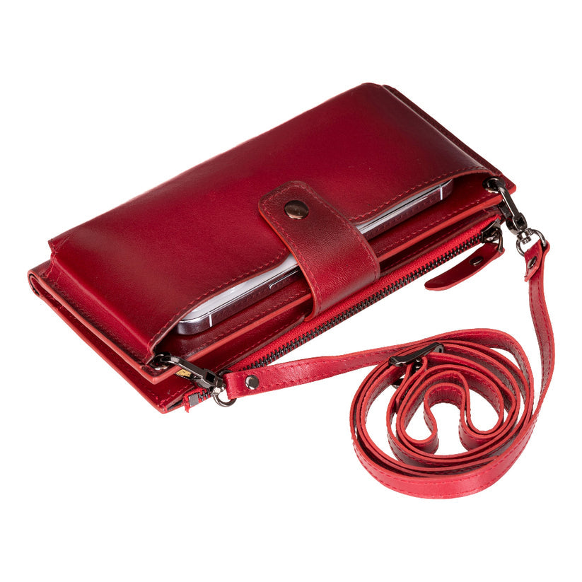 Kaycee Leather Women's Cell Phone Wallet with Strap-12