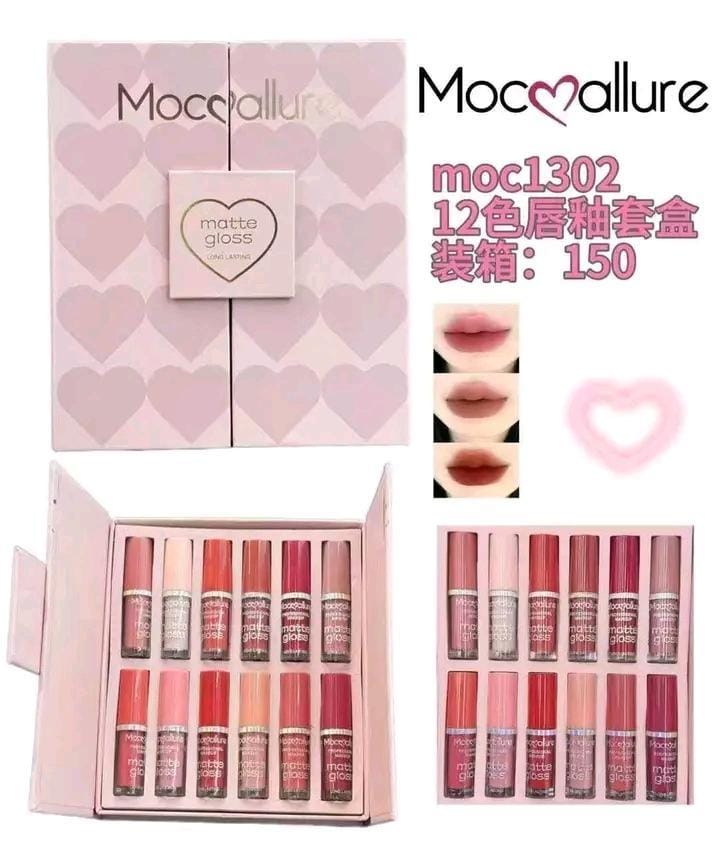 12 Pcs Mocallure High Pigmented Velvet Lip Gloss Set | Long Lasting Multicolor Liquid Lipstick Collection3763369